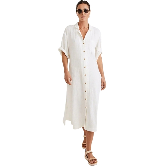 Madewell Other - Madewell Lightestspun Cover-Up Maxi Shirtdress Small Medium Ivory NWT Swimwear